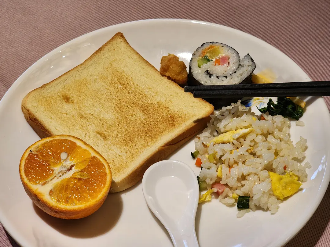 Assortment of breakfast items on a plate