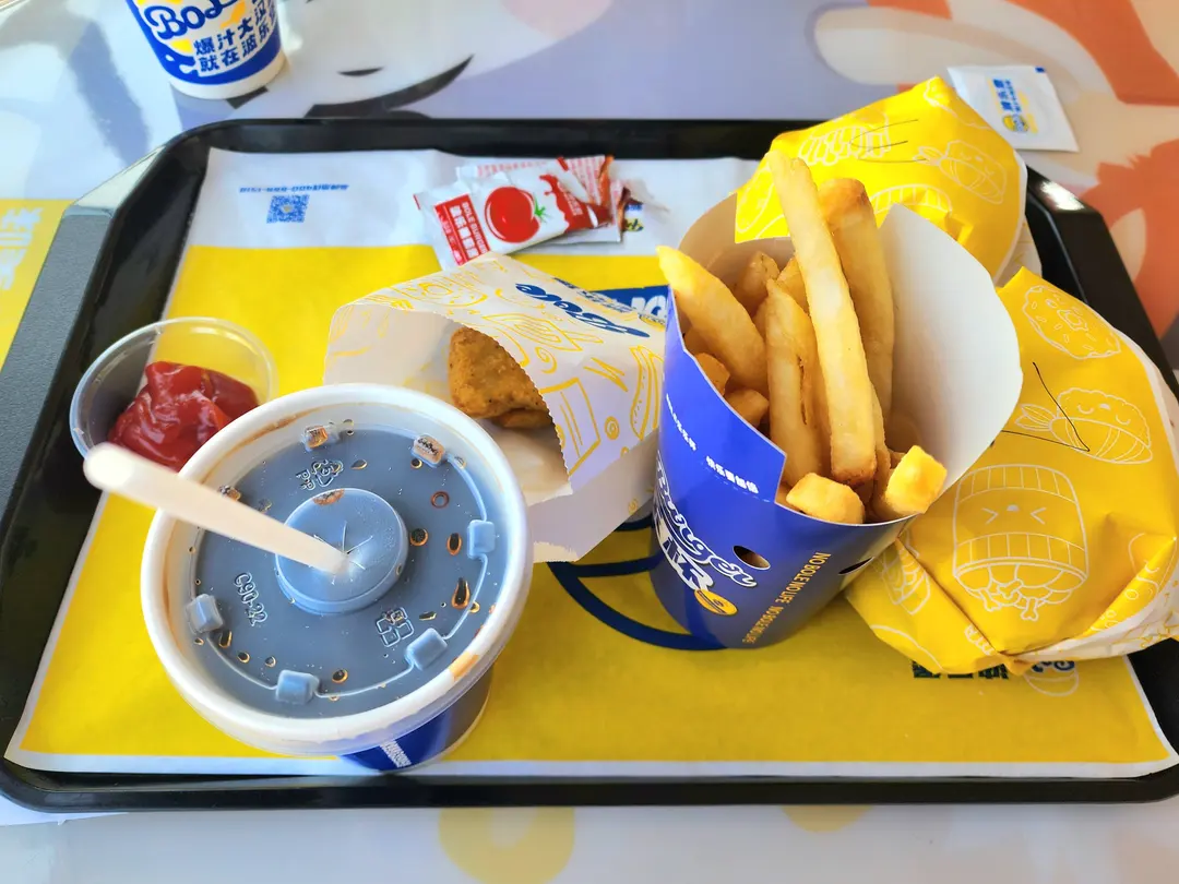 Chicken burger and fries