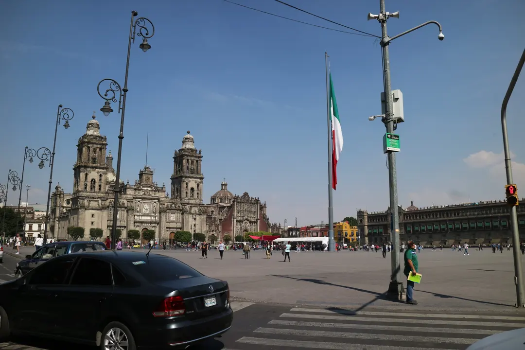 Zocalo Square where you can see the raising and lowering of the giant Mexican flag