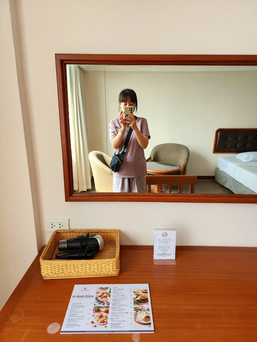 Spacious vanity area in the hotel room