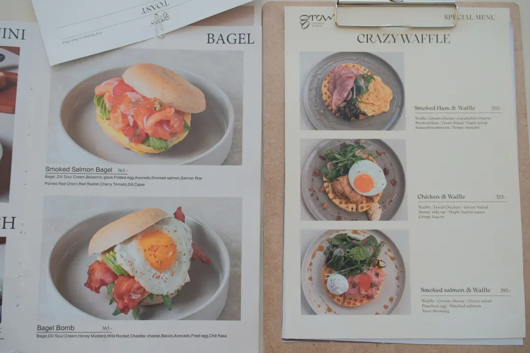 Menu page with Western dishes