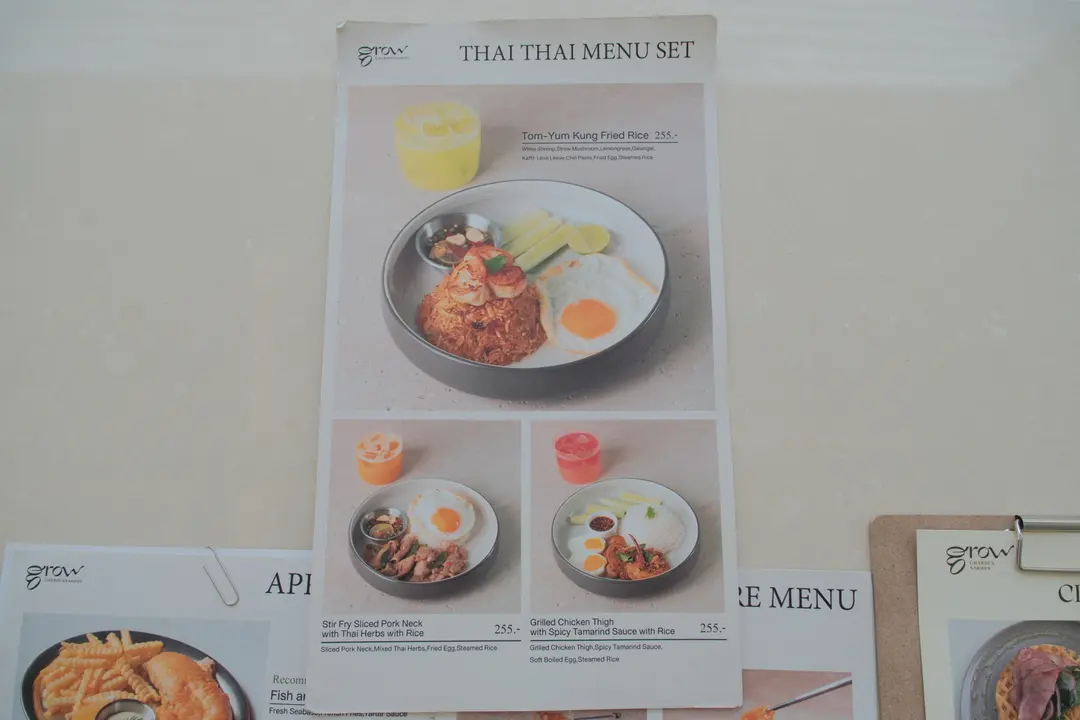 Menu page with drinks and desserts