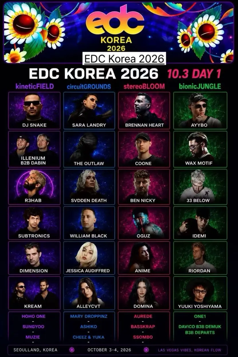 2026 EDC Korea 라인업, 티켓, 일정, 스테이지 , 위치, 숙소 총정리