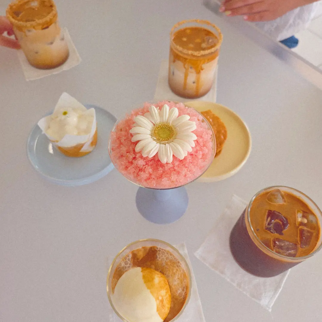 Tomato Sorbet with a flower garnish