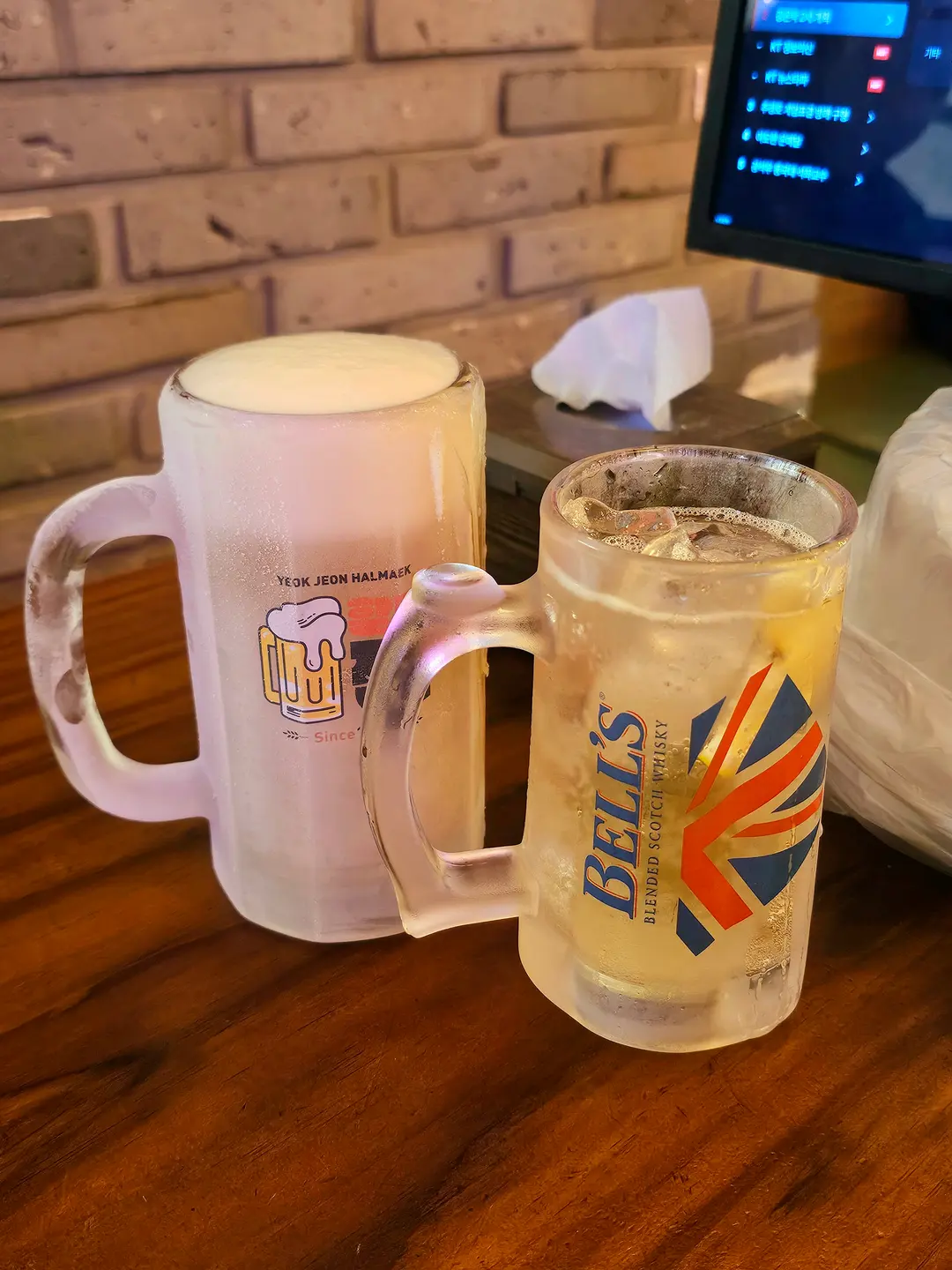 Closer look at the beer glass