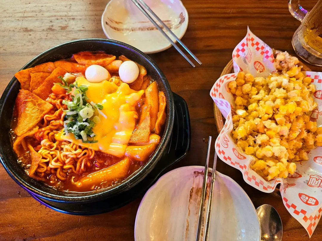 Cheesy Rabokki in a hot pot