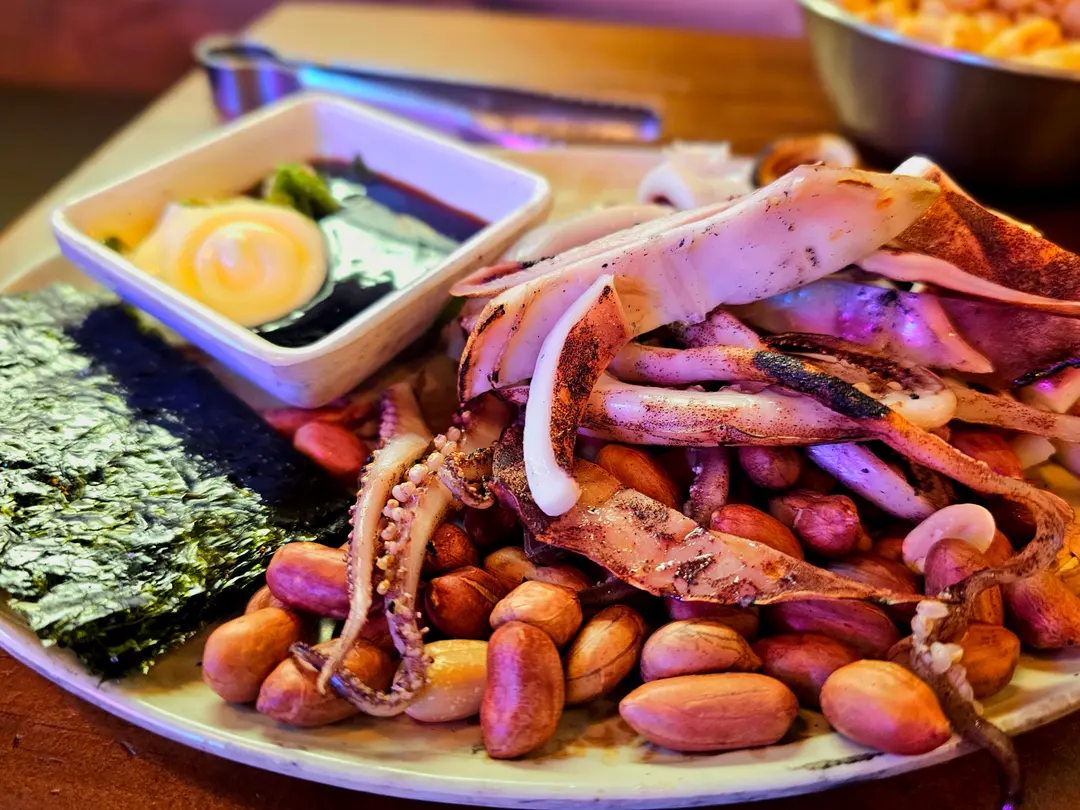 Close-up of half-dried squid