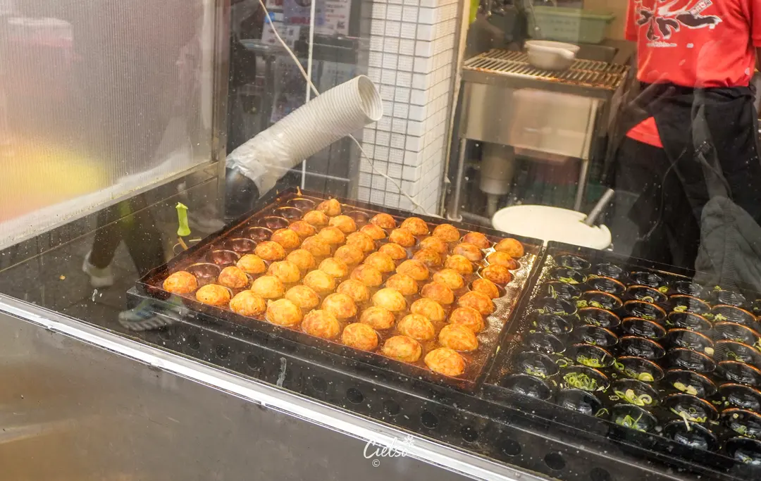 Freshly made takoyaki at Kuromon Market