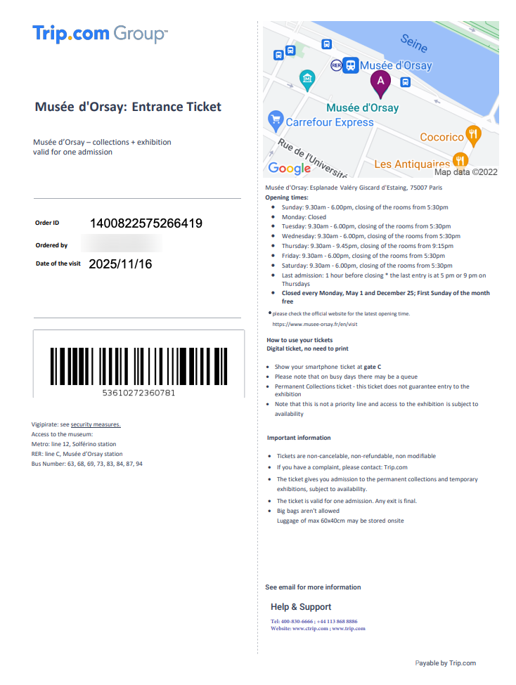 The entrance area of the Musée d'Orsay with visitors waiting to enter.