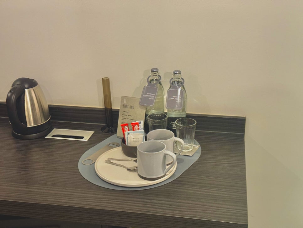 Tea and coffee making facilities on the room desk