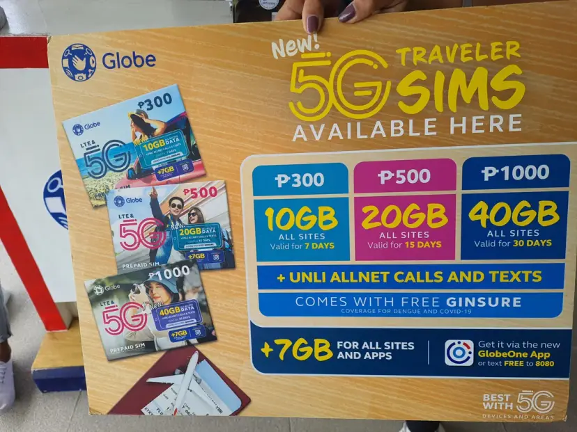 カリボ空港のGlobe SIMカード販売ブース